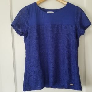 Calvin Kline Womens Royal Blue Lace Front Layered TShirt Size M